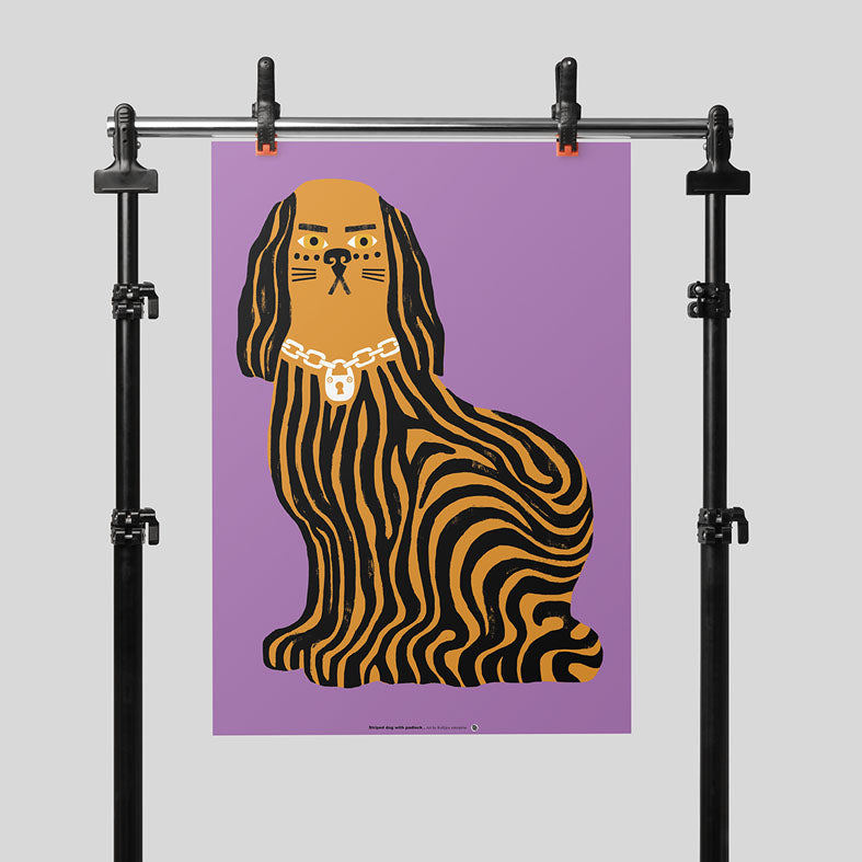 STRIPED DOG WITH PADLOCK, MUSTARD